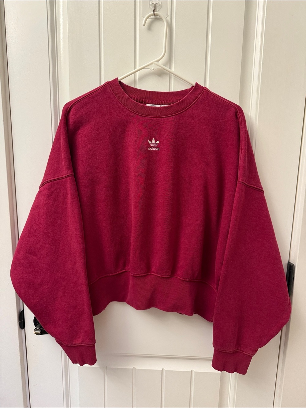 adidas Women's Cropped Crew Sweatshirt in Berry